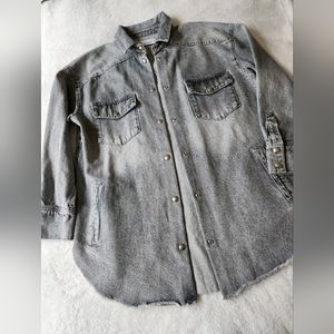 IRO Mens Washed Denim Jacket Shirt SZ 34